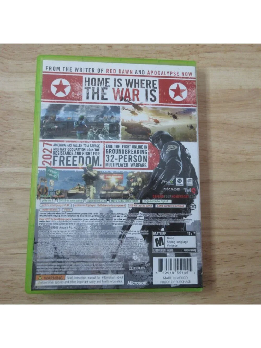 Homefront (Microsoft Xbox 360, 2011) With Manual